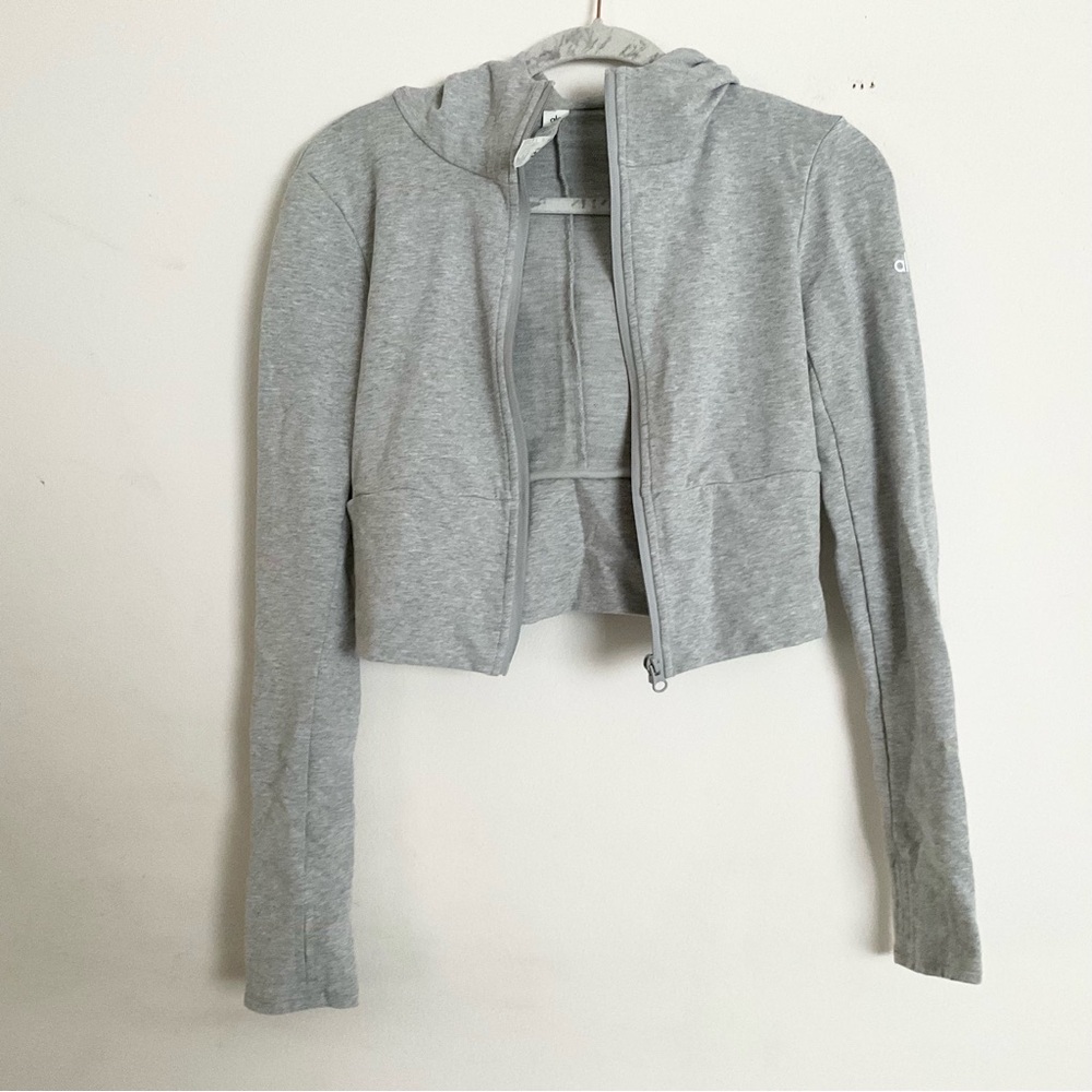 Alo Yoga Sway Full Zip Hoodie Athletic Heather Grey M - Picture 9 of 14